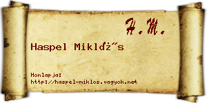 Haspel Miklós névjegykártya